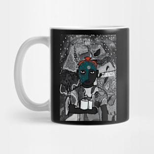 MaleMask NFT with SteampunkEye Color and DarkSkin Color - Mystery Night Background Mug